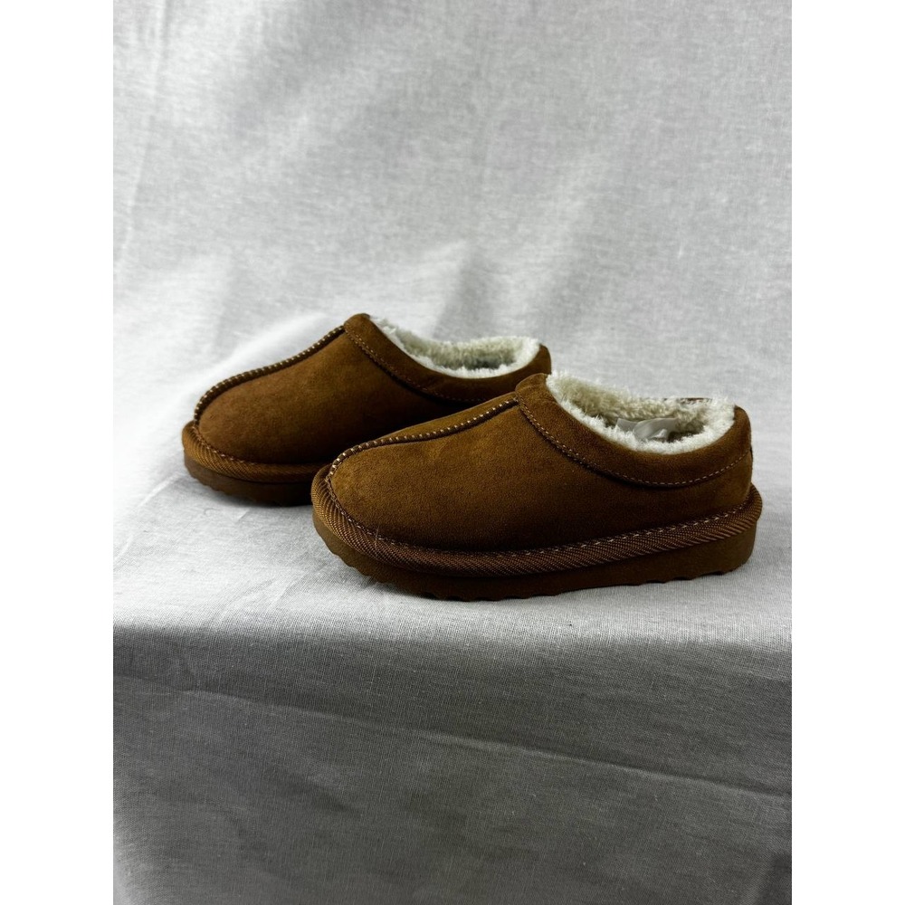 Cat & Jack Toddler Boys Girls Chestnut Faux Suede Fur Lined Slippers Size 7